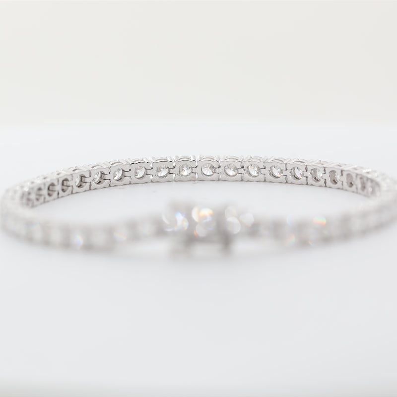 10K White Gold Round Lab Grown Diamond Tennis Bracelet