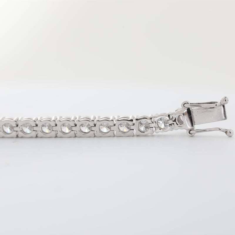 10K White Gold Round Lab Grown Diamond Tennis Bracelet