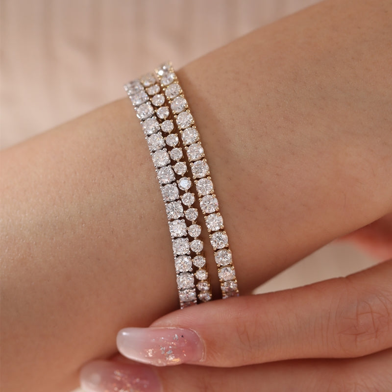 10K White Gold Round Lab Grown Diamond Tennis Bracelet
