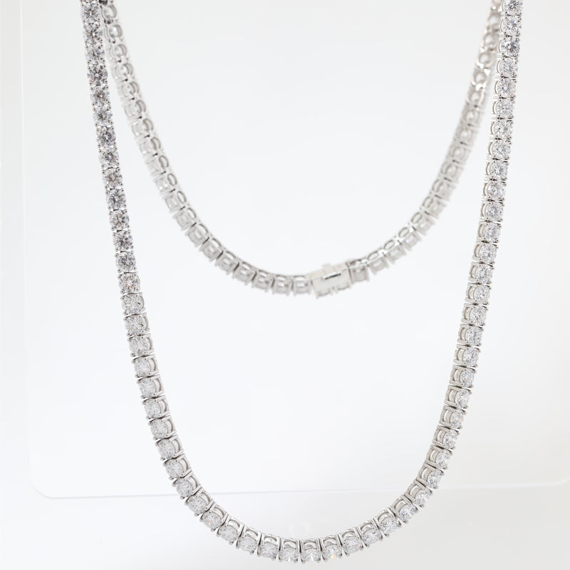 S925 Silver 3.5mm  Round Lab Diamond Tennis Necklace
