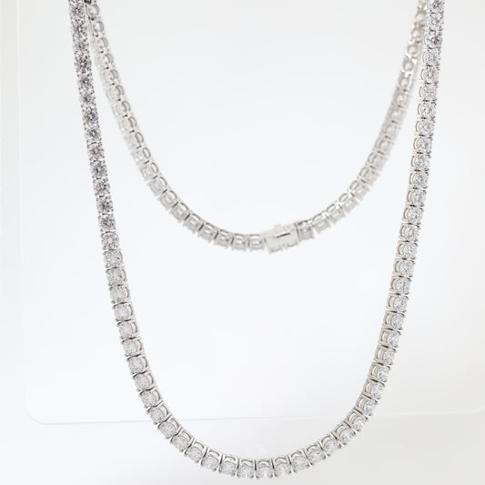 S925 Silver 3.5mm  Round Lab Diamond Tennis Necklace