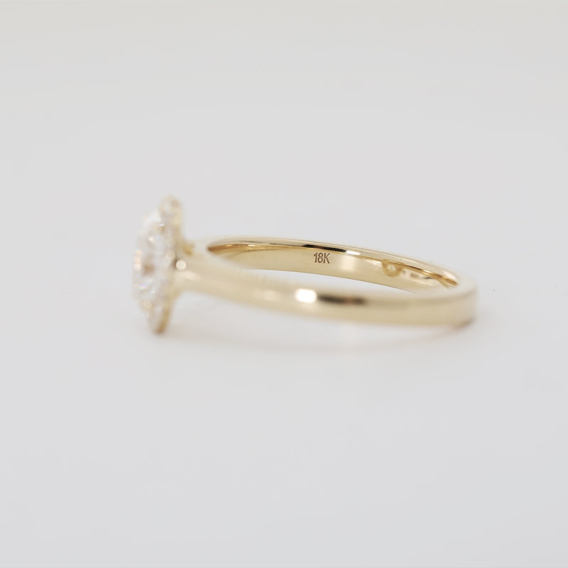 18K Yellow Gold 1.02ct Oval Lab Diamond Halo Ring