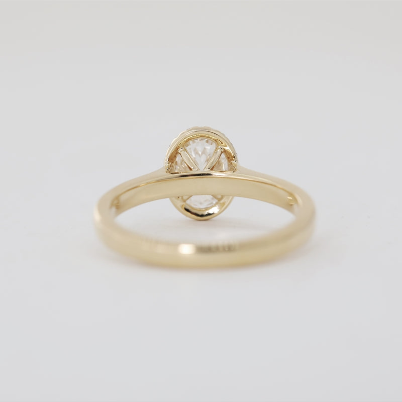 18K Yellow Gold 1.02ct Oval Lab Diamond Halo Ring