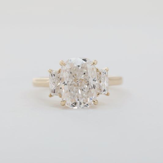 6.29ct Cushion Cut Lab Diamond Three-Stone Ring