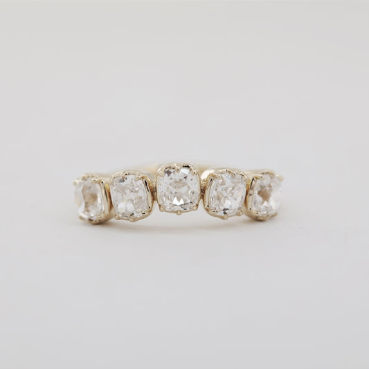 1.77ct Old Mine Cut Cushion Lab Diamond Half Eternity Ring