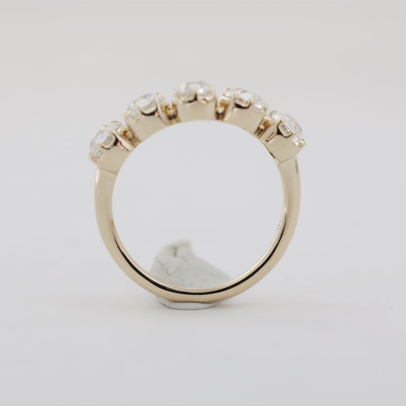 1.77ct Old Mine Cut Cushion Lab Diamond Half Eternity Ring