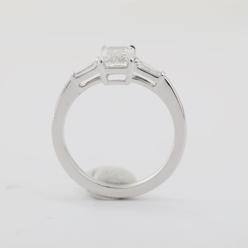 1.03ct Emerald Cut Lab Diamond  Pt950 Three-Stone Ring