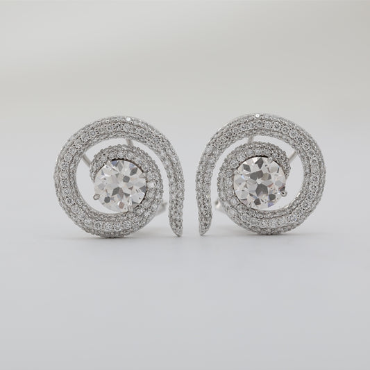 14K White Gold Round Lab Diamond Snake Earrings