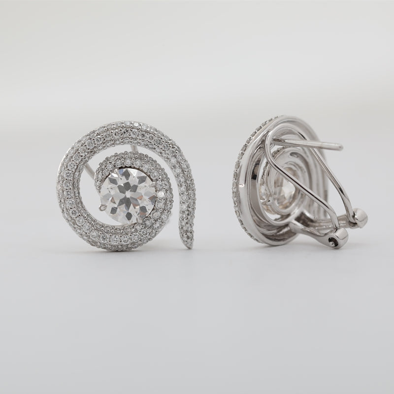 14K White Gold Round Lab Diamond Snake Earrings