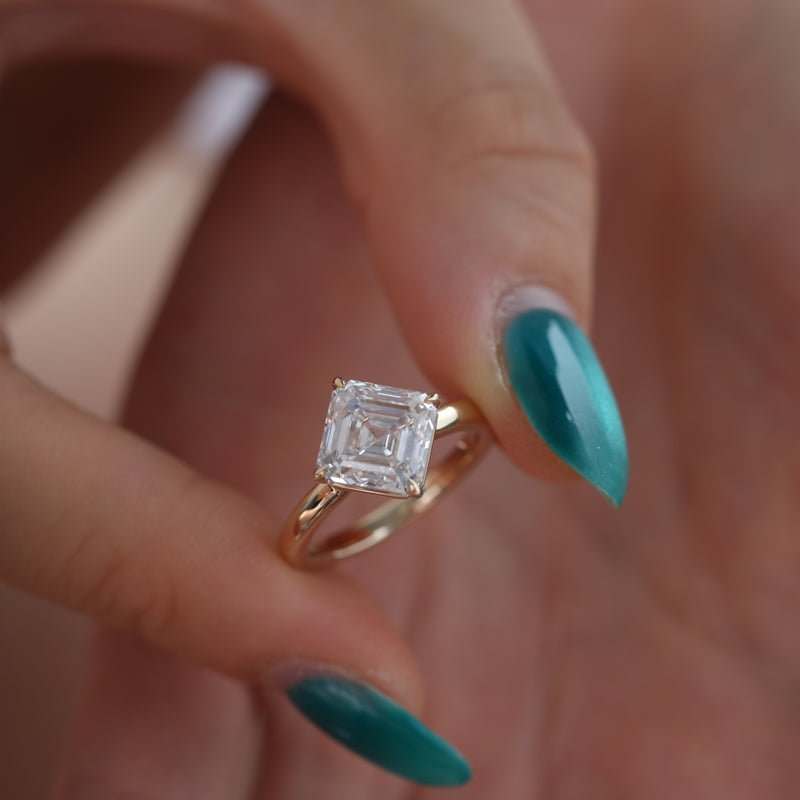 2.4ct Asscher Cut Lab Grown Diamond Solitaire Ring