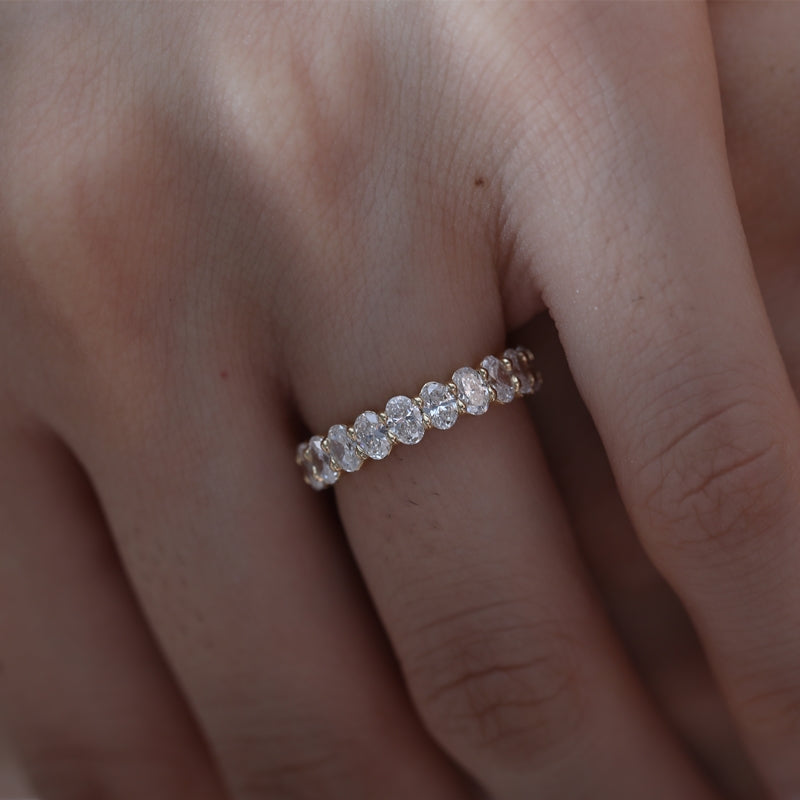 18K Yellow Gold Oval Lab Diamond 3/4 Eternity Band