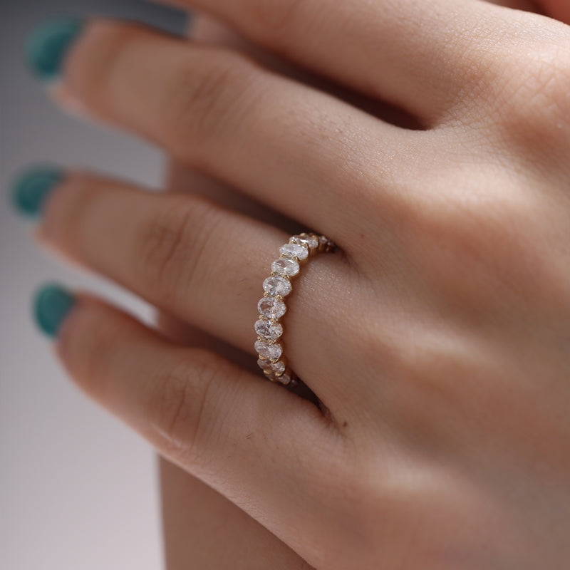 18K Yellow Gold Oval Lab Diamond 3/4 Eternity Band