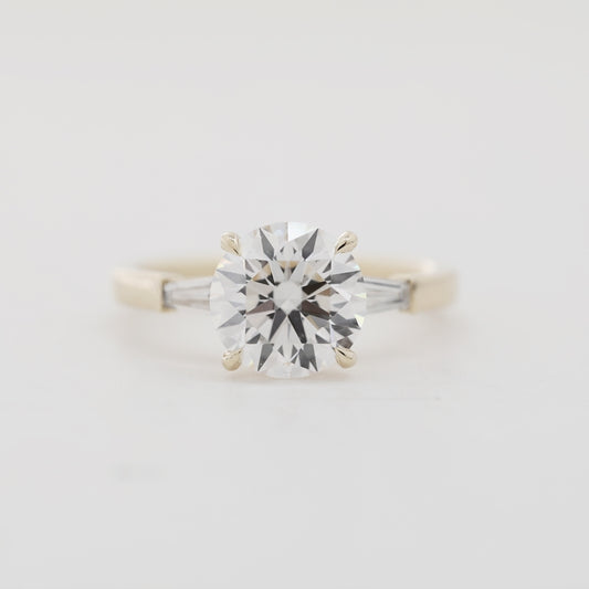 2.57ct 14K Yellow Gold Old European Cut Three-Stone Ring