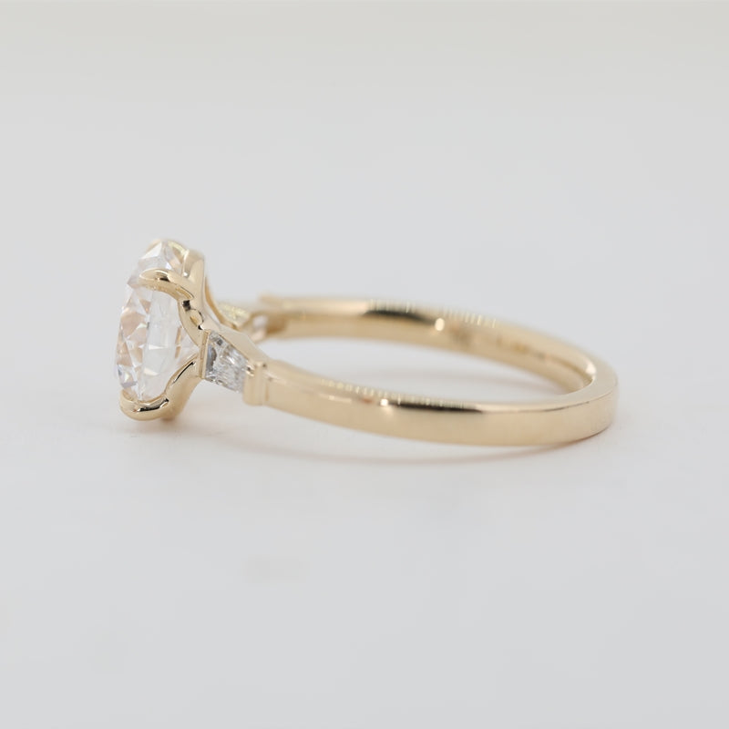 2.57ct 14K Yellow Gold Old European Cut Three-Stone Ring