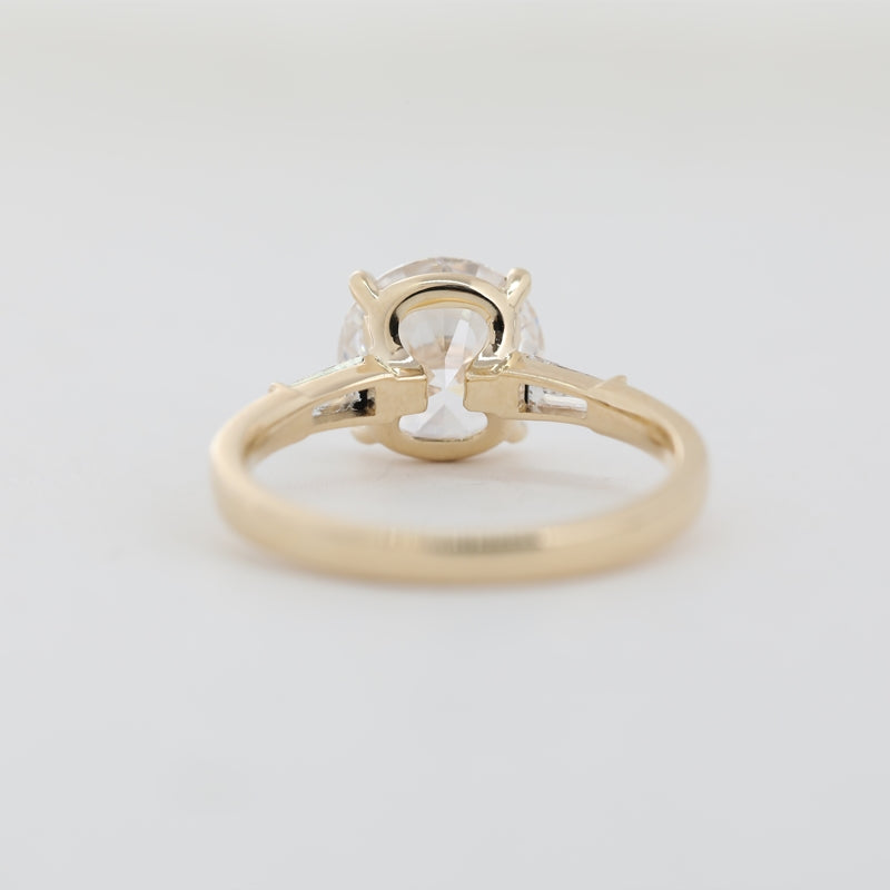 2.57ct 14K Yellow Gold Old European Cut Three-Stone Ring