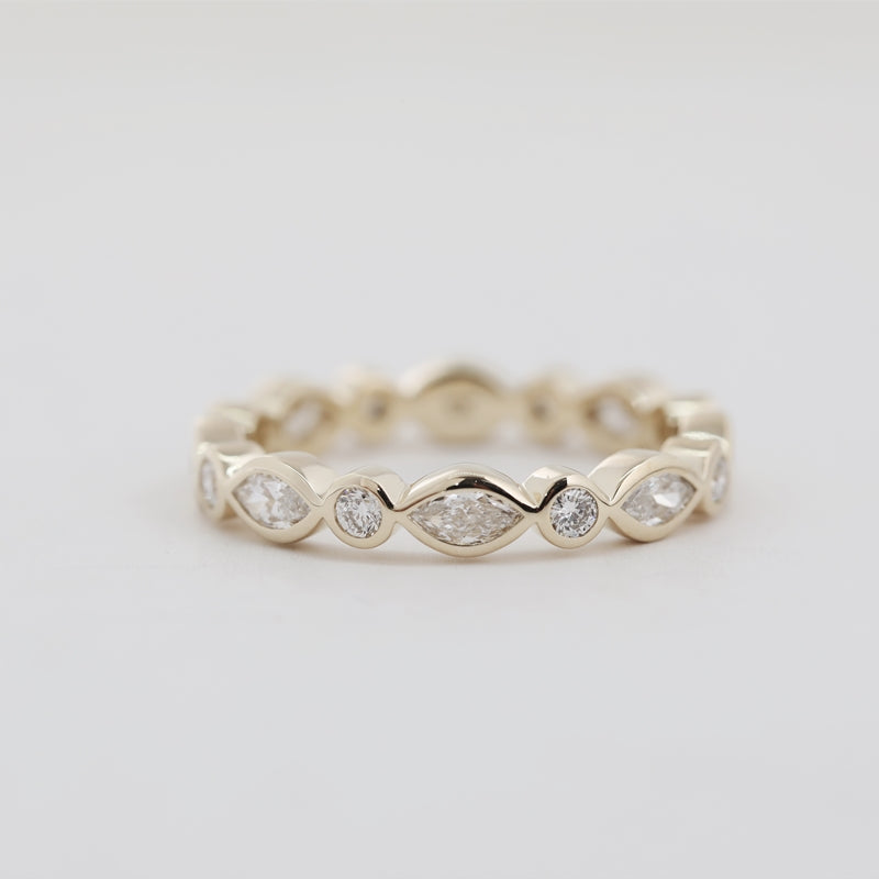 10K Yellow Gold Marquise & Round Lab Diamond Eternity Bezel-Set Band
