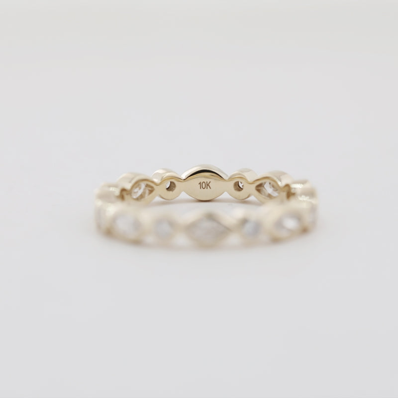 10K Yellow Gold Marquise & Round Lab Diamond Eternity Bezel-Set Band