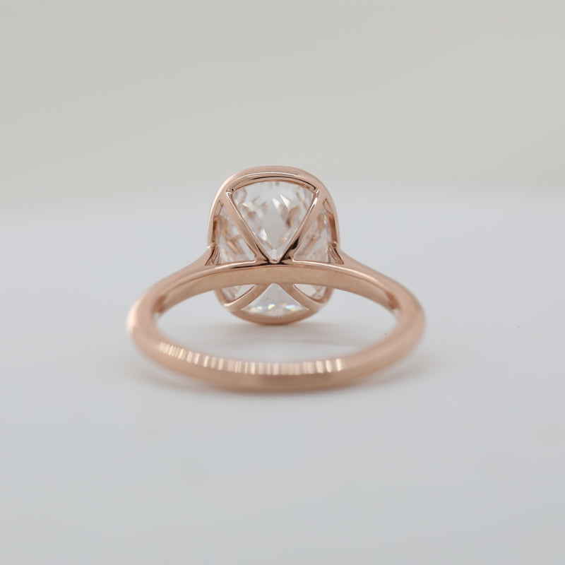 14K Rose Gold 4ct Old Mine Cushion Cut Lab Diamond Ring