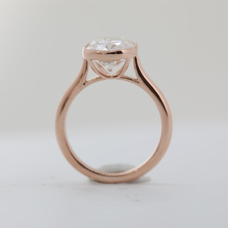 14K Rose Gold 4ct Old Mine Cushion Cut Lab Diamond Ring