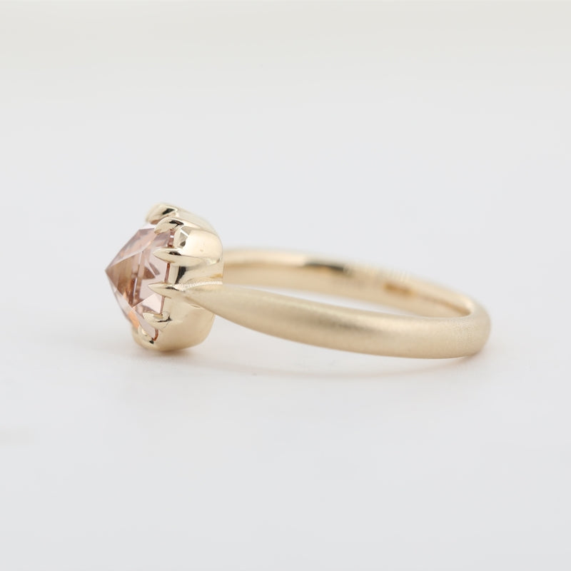 10K Yellow Gold 2.19ct Cushion Rose Cut Brown Lab Diamond Ring