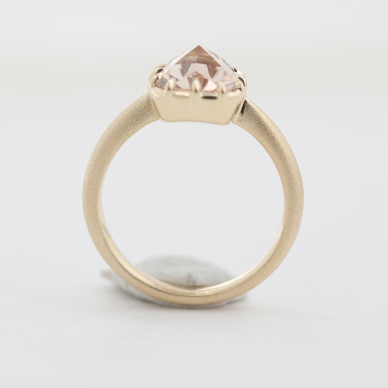 10K Yellow Gold 2.19ct Cushion Rose Cut Brown Lab Diamond Ring