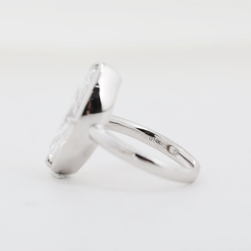 14K White Gold 7.01ct Marquise Cut Lab Diamond Bezel-Set Ring