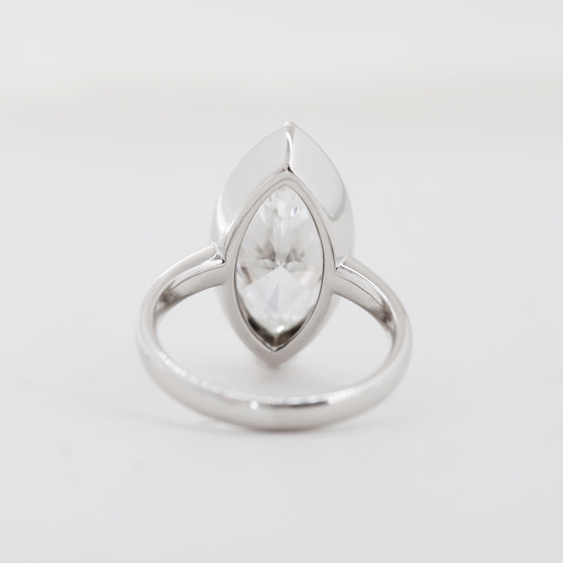 14K White Gold 7.01ct Marquise Cut Lab Diamond Bezel-Set Ring