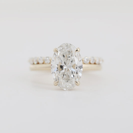 3.19ct Oval Lab Diamond Ring + 0.33ct Eternity Band