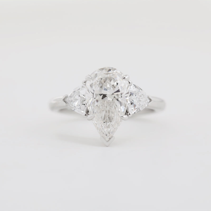 3.1ct D VVS1 Pear Cut Lab Diamond Three-Stone Ring