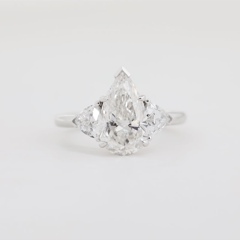 3.1ct D VVS1 Pear Cut Lab Diamond Three-Stone Ring