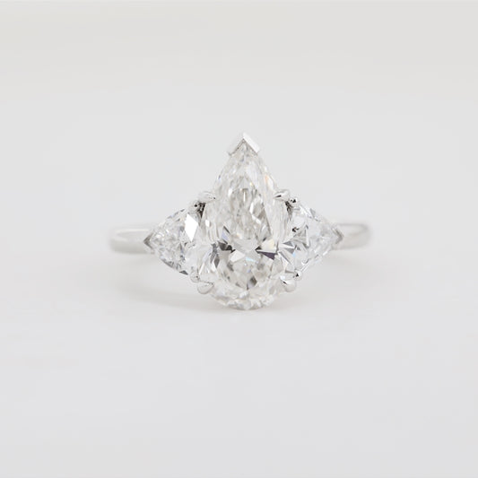 3.1ct D VVS1 Pear Cut Lab Diamond Three-Stone Ring
