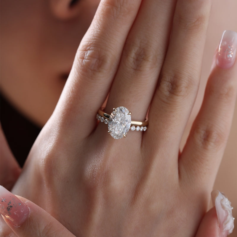 3.19ct Oval Lab Diamond Ring + 0.33ct Eternity Band