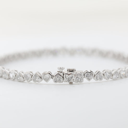 14K White Gold Heart Cut Lab Grown Diamond Tennis Bracelet