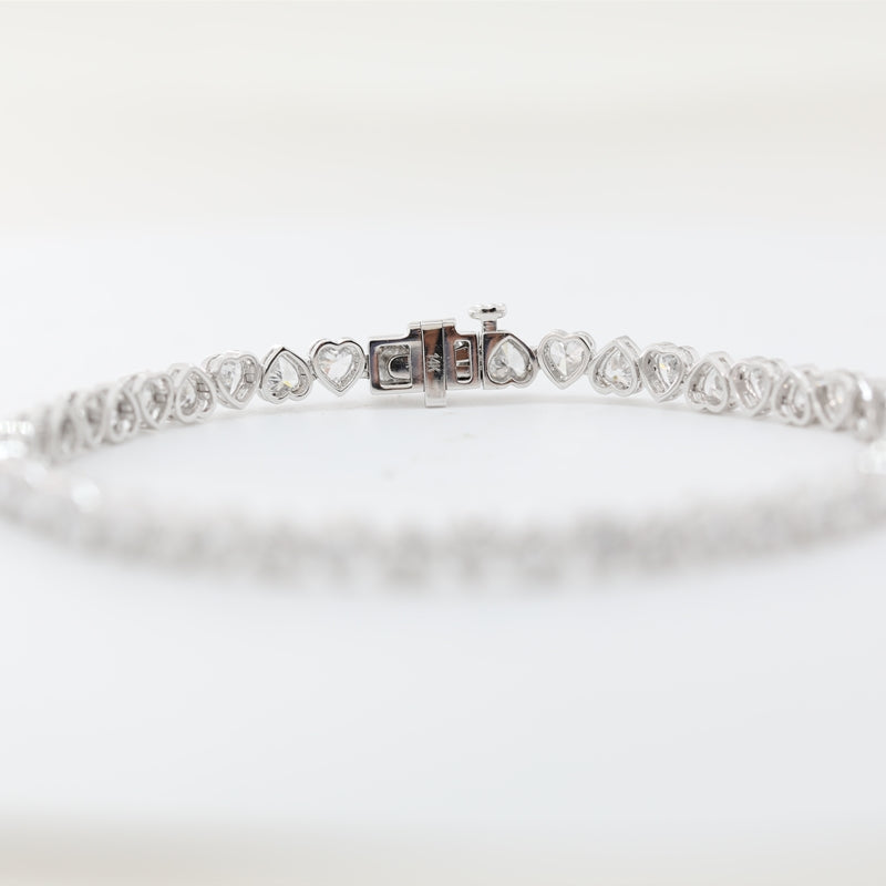 14K White Gold Heart Cut Lab Grown Diamond Tennis Bracelet