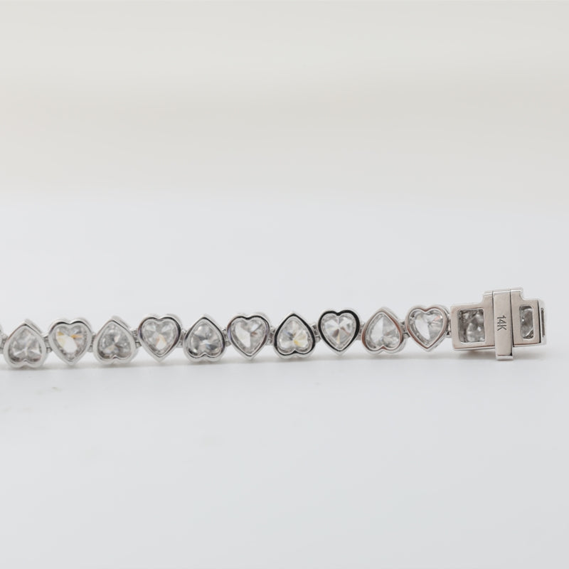 14K White Gold Heart Cut Lab Grown Diamond Tennis Bracelet