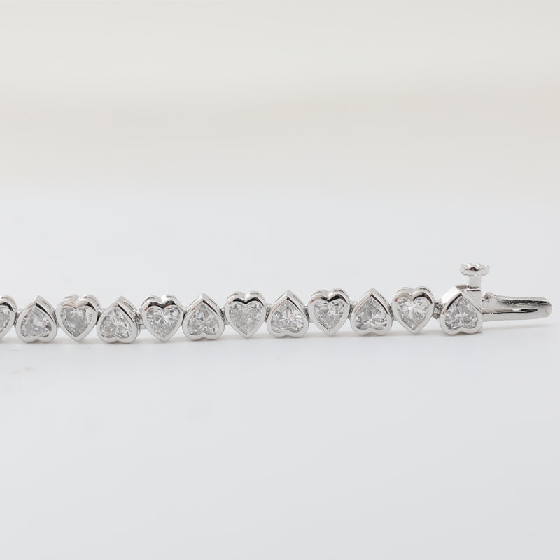 14K White Gold Heart Cut Lab Grown Diamond Tennis Bracelet