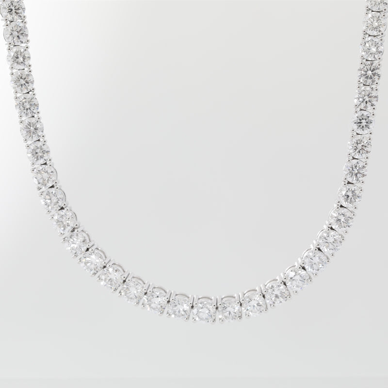 10K White Gold 3.5mm Lab Diamond Four-Prong Tennis Necklace