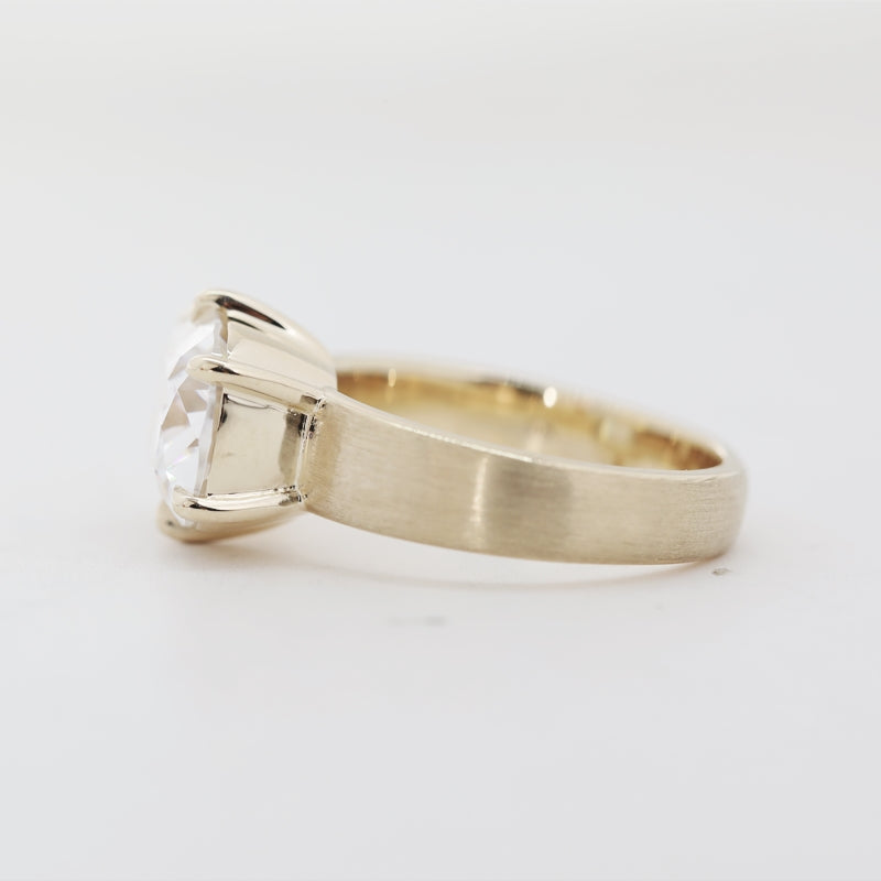 10K Yellow Gold 4.5ct Cushion Old Mine Cut Moissanite Bezel-Set Ring