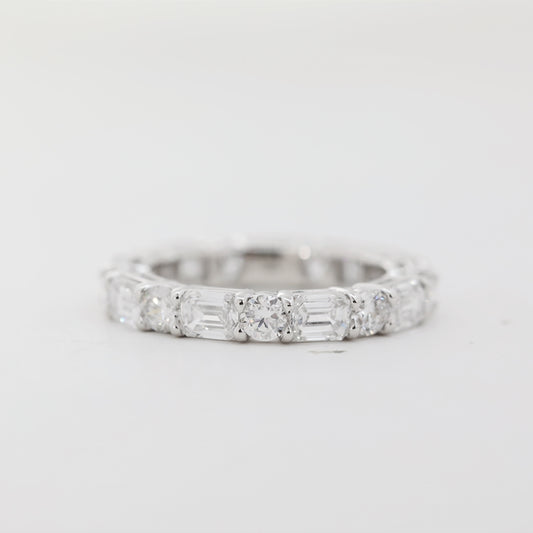 14K White Gold Round & Emerald Cut Lab Diamond Eternity Band