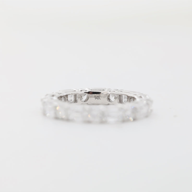 14K White Gold Round & Emerald Cut Lab Diamond Eternity Band
