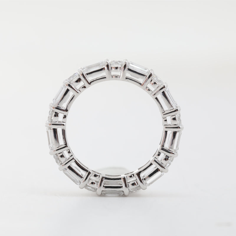 14K White Gold Round & Emerald Cut Lab Diamond Eternity Band