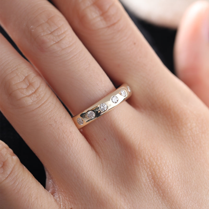 14K Yellow Gold 0.77ctw Round Lab Diamond Bezel Setting Ring