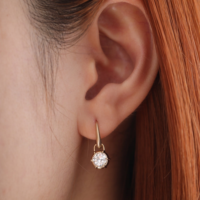 14K Yellow Gold 1.28ctw Old European Cut Lab Diamond Bezel Setting Earrings