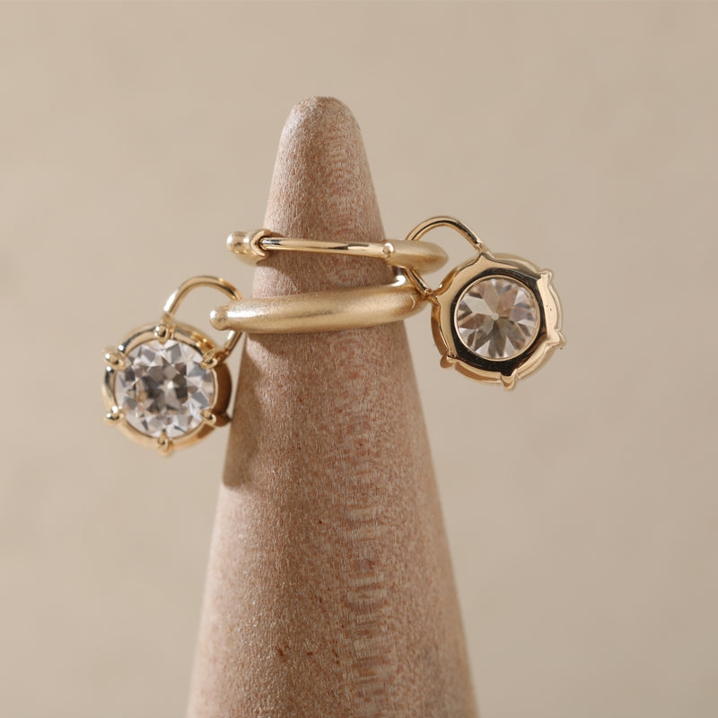 14K Yellow Gold 1.28ctw Old European Cut Lab Diamond Bezel Setting Earrings