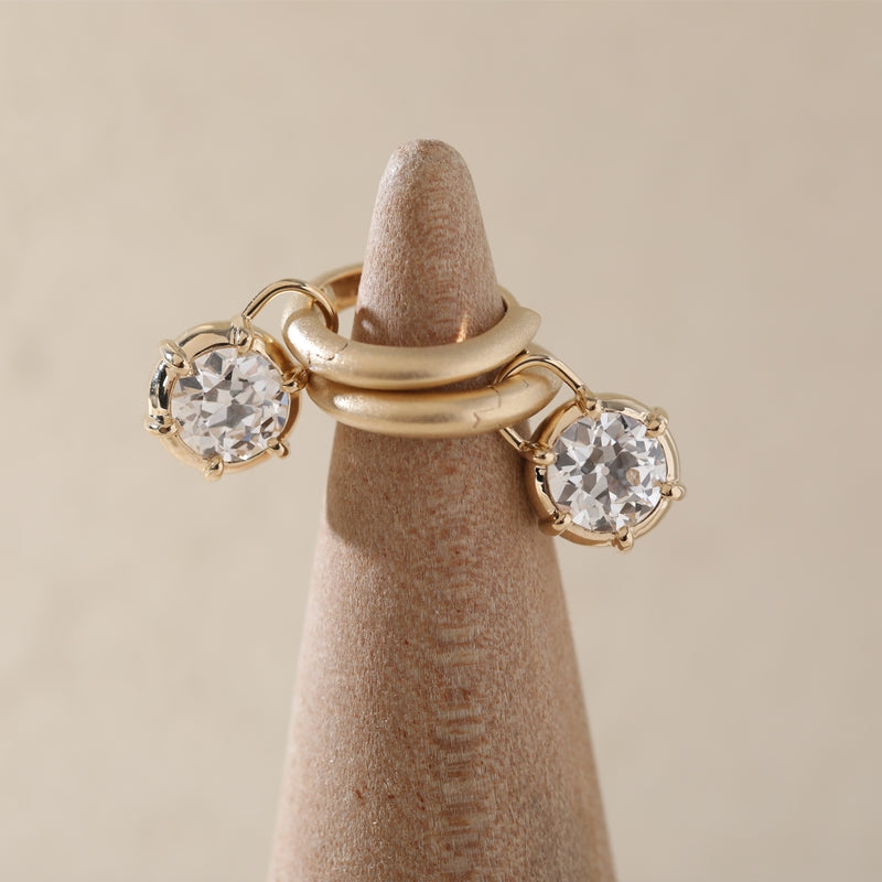 14K Yellow Gold 1.28ctw Old European Cut Lab Diamond Bezel Setting Earrings