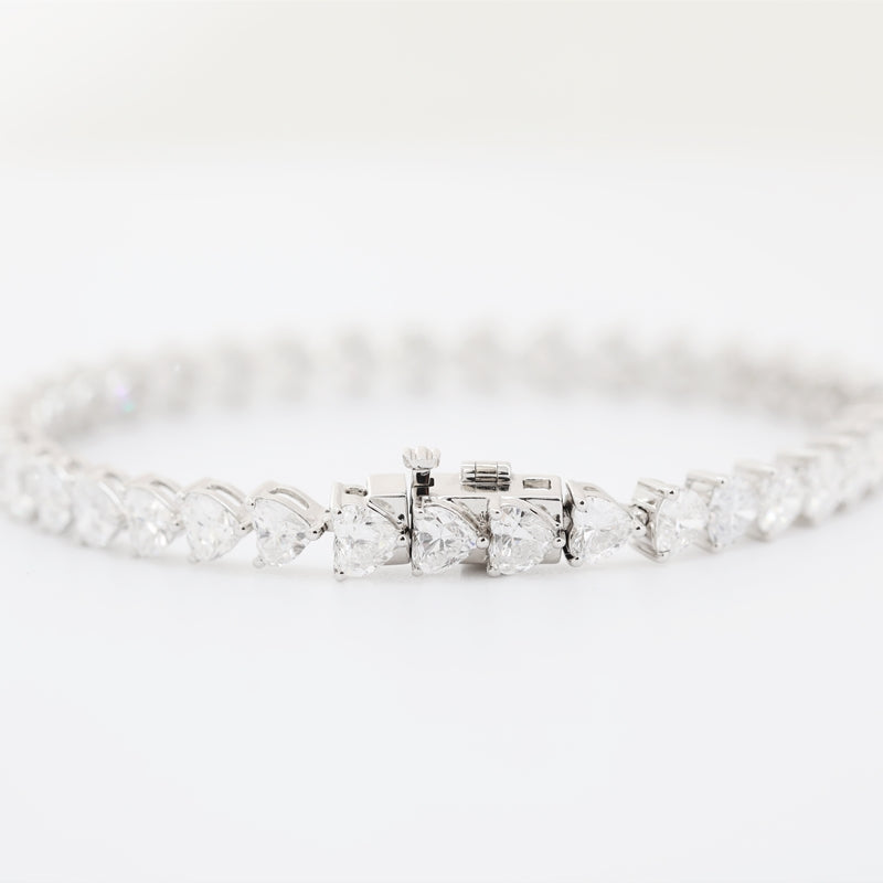 14K White Gold Heart-Shaped Lab Diamond Tennis Bracelet
