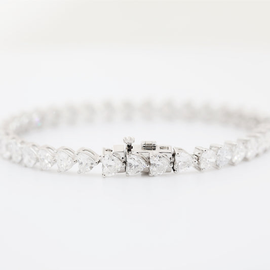 14K White Gold Heart-Shaped Lab Diamond Tennis Bracelet