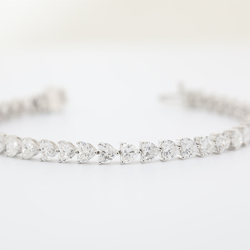 14K White Gold Heart-Shaped Lab Diamond Tennis Bracelet