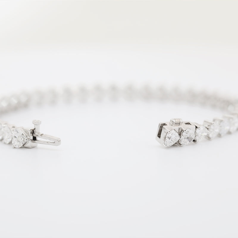 14K White Gold Heart-Shaped Lab Diamond Tennis Bracelet