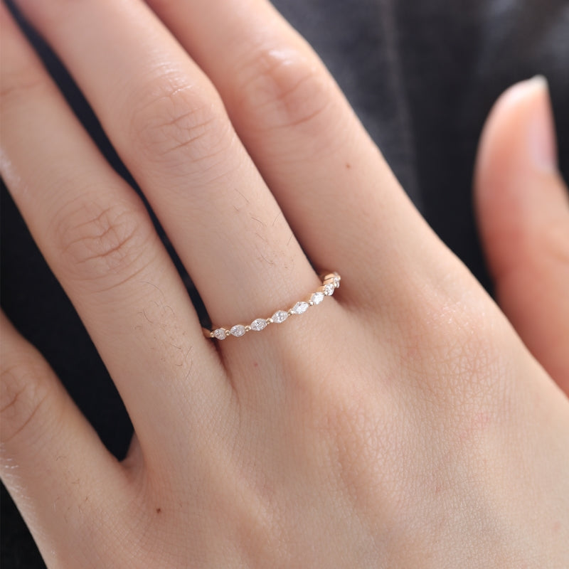 14K Yellow Gold 2.5*1.5mm Marquise Lab Diamond Half Eternity Band